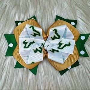🎀 USF Bulls Inspired Hair Bow Barrette Clip 🎀